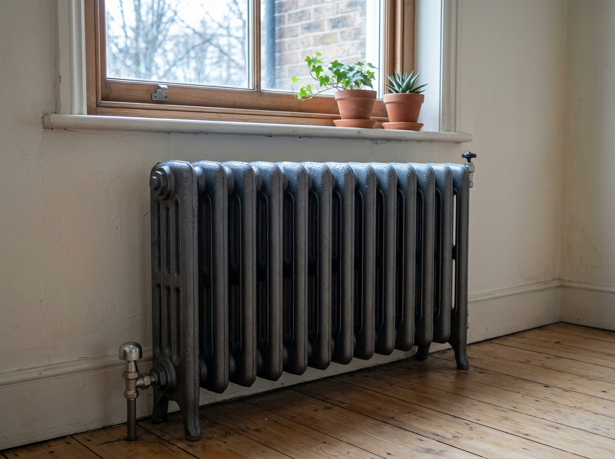 Radiateur en fonte avec une légère condensation