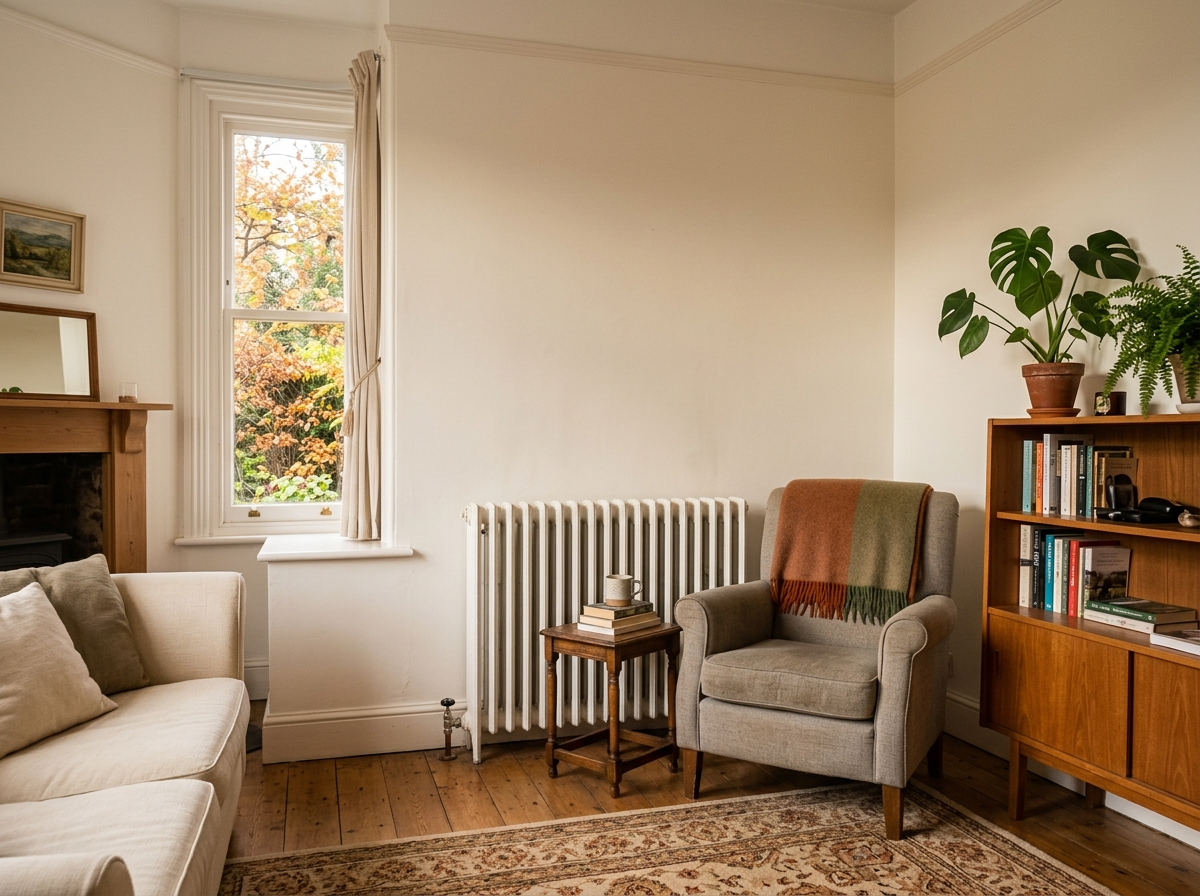 Salon ordinaire avec un radiateur visible